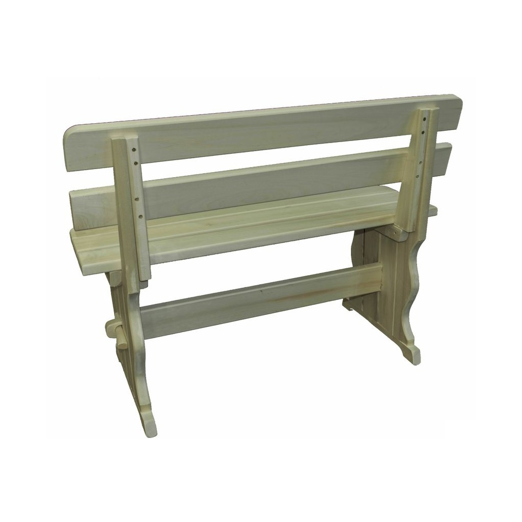 Лавка со спинкой деревянная Осина, 300х440х1200 мм, для бани и сауны