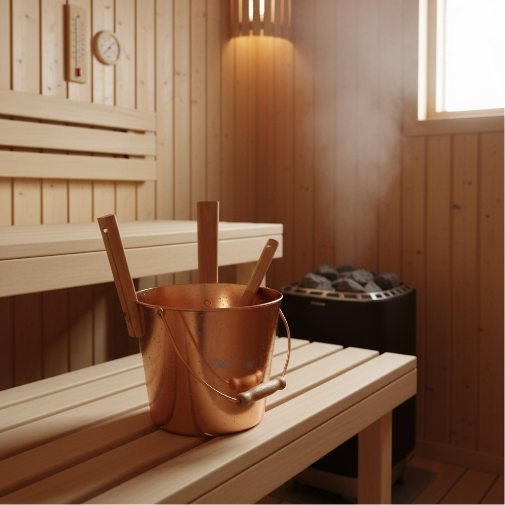 Набор аксессуаров для бани 212F OXY-M GOLD-2, шайка 5 л, черпак 0.2 л, алюминий, бамбук