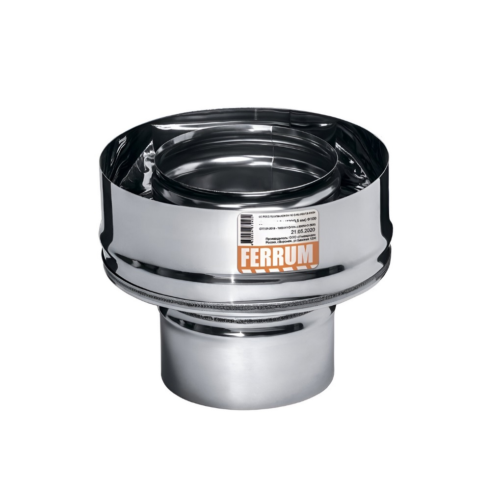 Адаптер стартовый для дымоходов Ferrum, сталь 0.8 мм, d120х200 мм, сэндвич-конструкция
