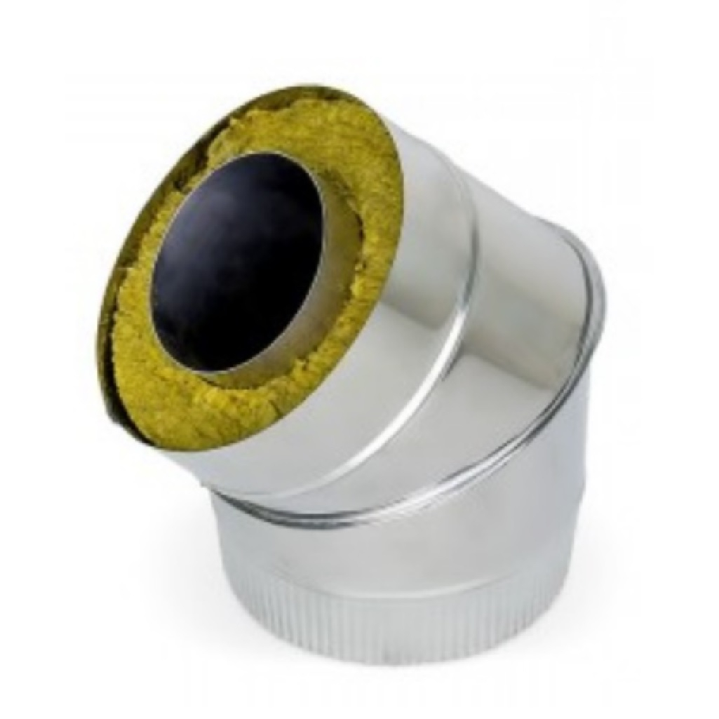 Отвод (угол) дымохода 200х280 мм, угол 45 гр., сталь 0.5 мм, сэндвич-конструкция