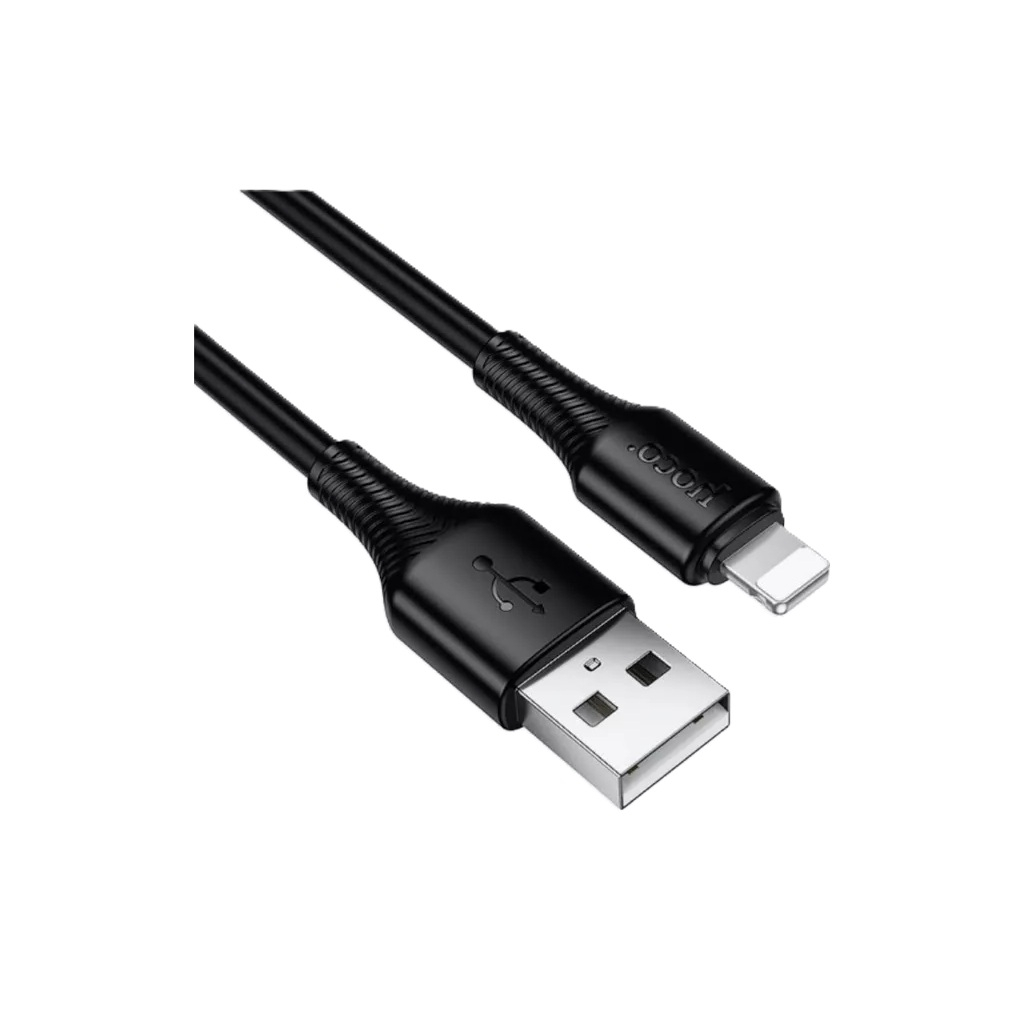 Кабель Hoco X120, Lightning - USB, USB 2.0 Type-B, 2.4 А, силикон, цвет черный, 1 м