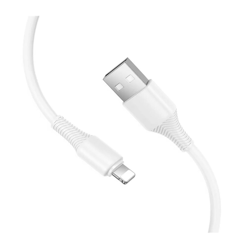 Кабель Hoco X120, Lightning - USB, 2.4 А, ПВХ, цвет белый, 1 м