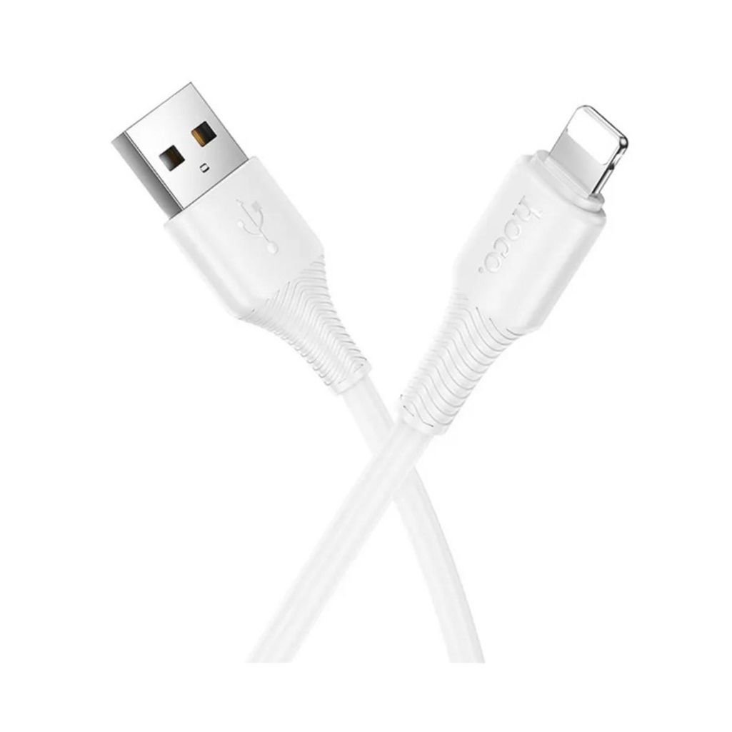 Кабель Hoco X120, Lightning - USB, 2.4 А, ПВХ, цвет белый, 1 м