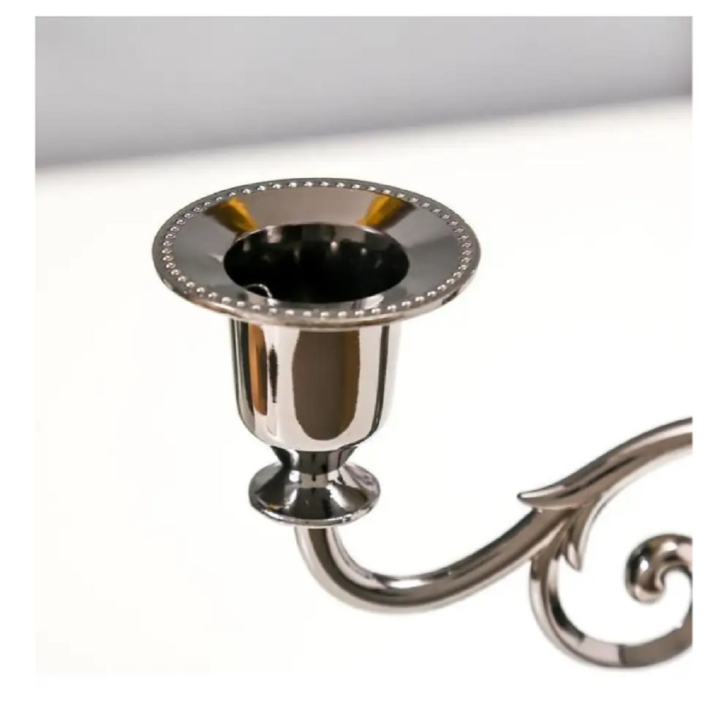 Подсвечник Лаконичность 279239, металл, на 3 свечи, цвет чёрный, хром, 10х25.5х27 см