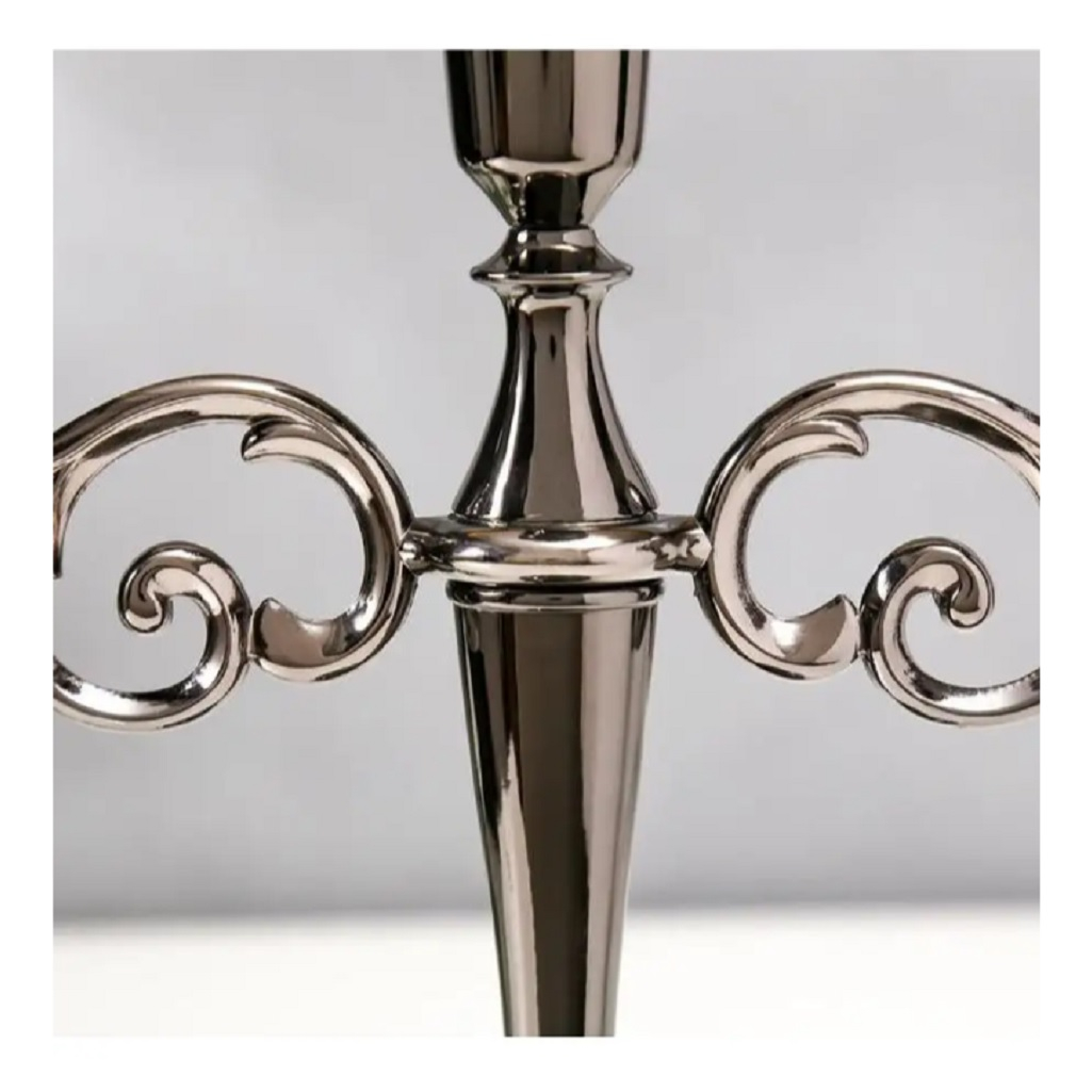 Подсвечник Лаконичность 279239, металл, на 3 свечи, цвет чёрный, хром, 10х25.5х27 см