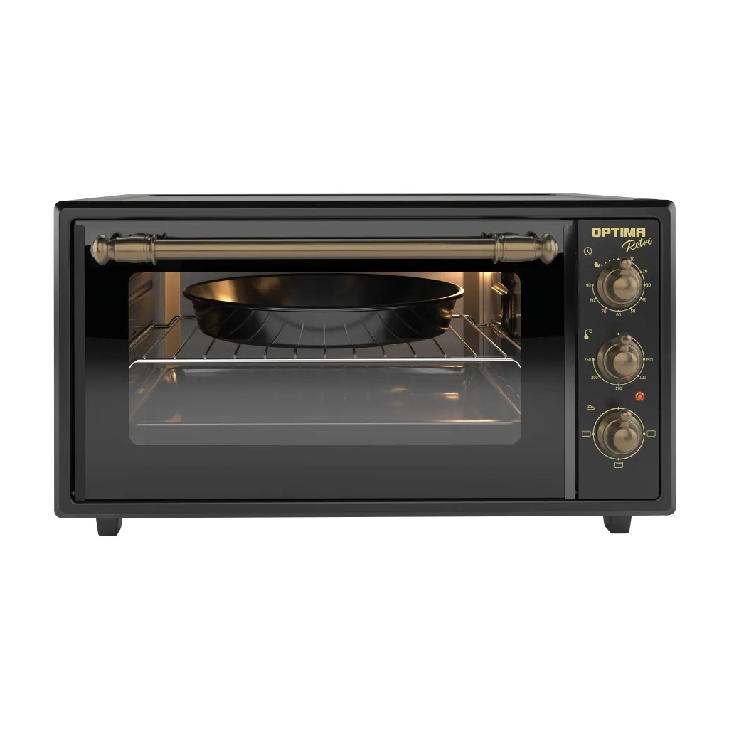 Мини-печь электрическая Optima MO-48BLR, цвет черный ретро, объем 48 л, 1.6 кВт