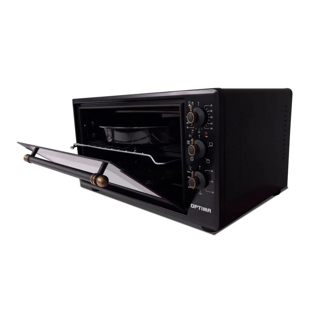 Мини-печь электрическая Optima MO-48BLR, цвет черный ретро, объем 48 л, 1.6 кВт
