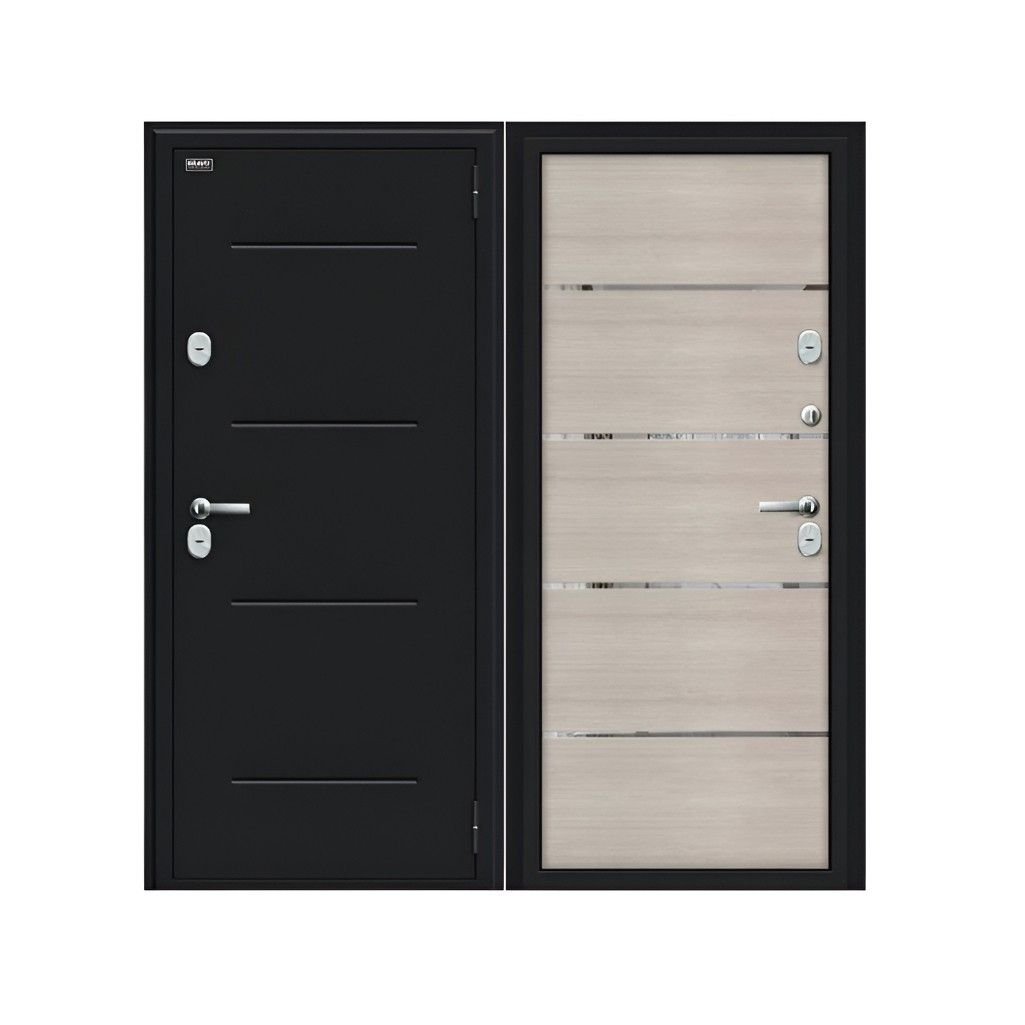 Дверь металлическая Bravo Thermo-2, Cappuccino Veralinga, Букле черное 205х96R (033-2292)