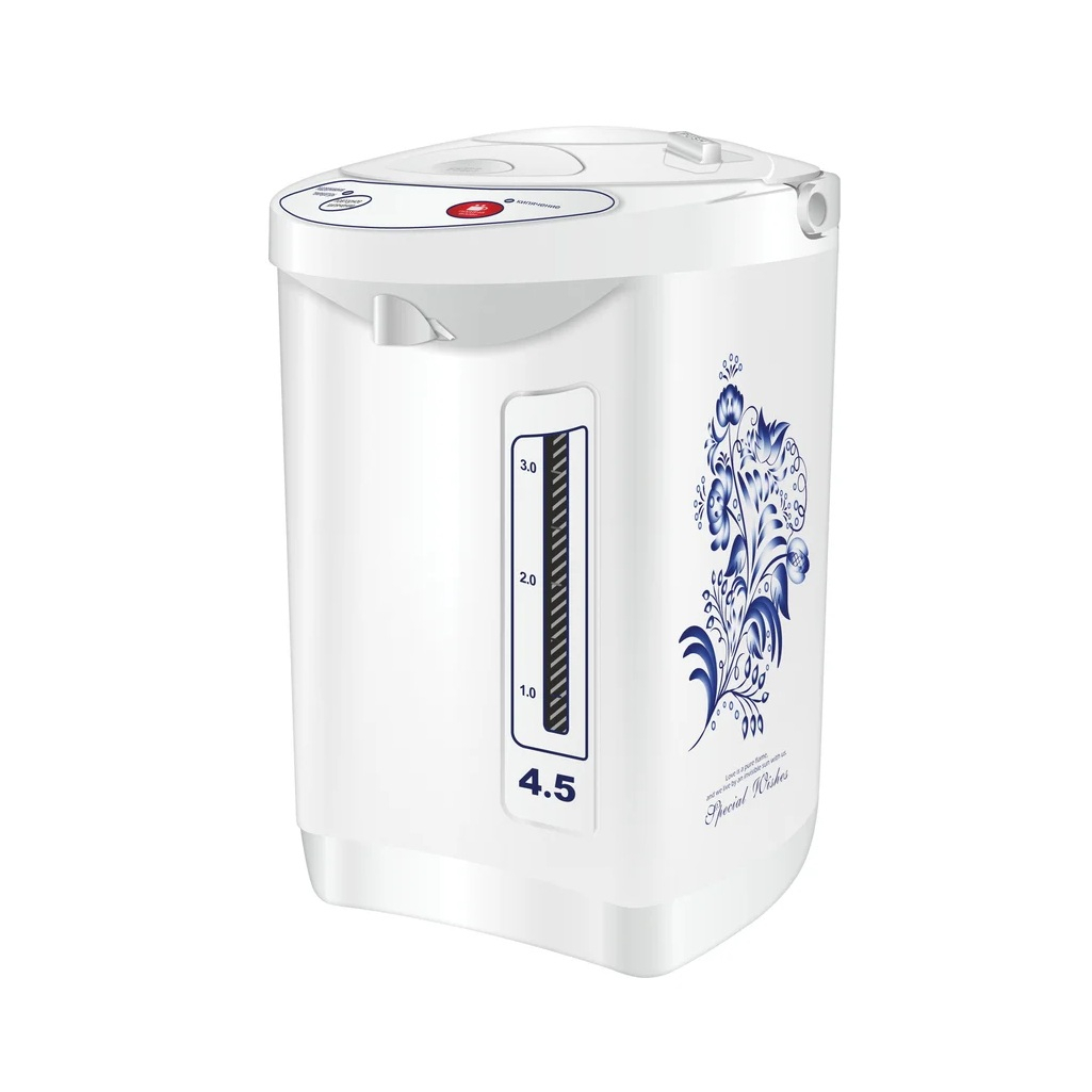 Термопот Optima AP-453CGZ Гжель 4.5 л, нержавеющая сталь, пластик, 800 Вт, белый