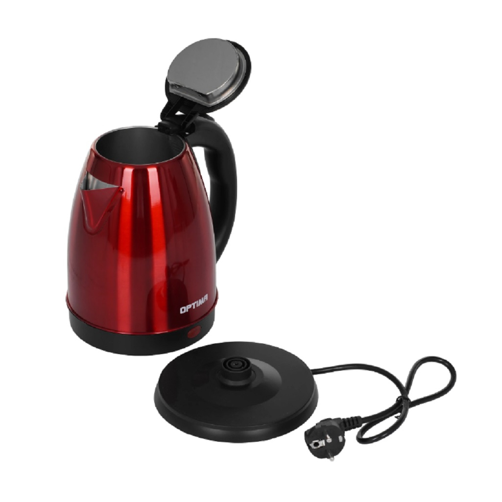 Чайник электрический Optima EK-1808SS, 1.8 л, 1800 Вт, поворот на 360 градусов, красный