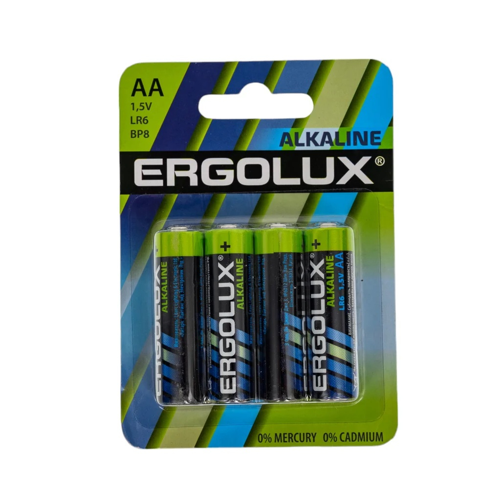 Элемент питания Ergolux LR6 Alkaline BL-8 АА алкалиновый, 8 шт, блистер