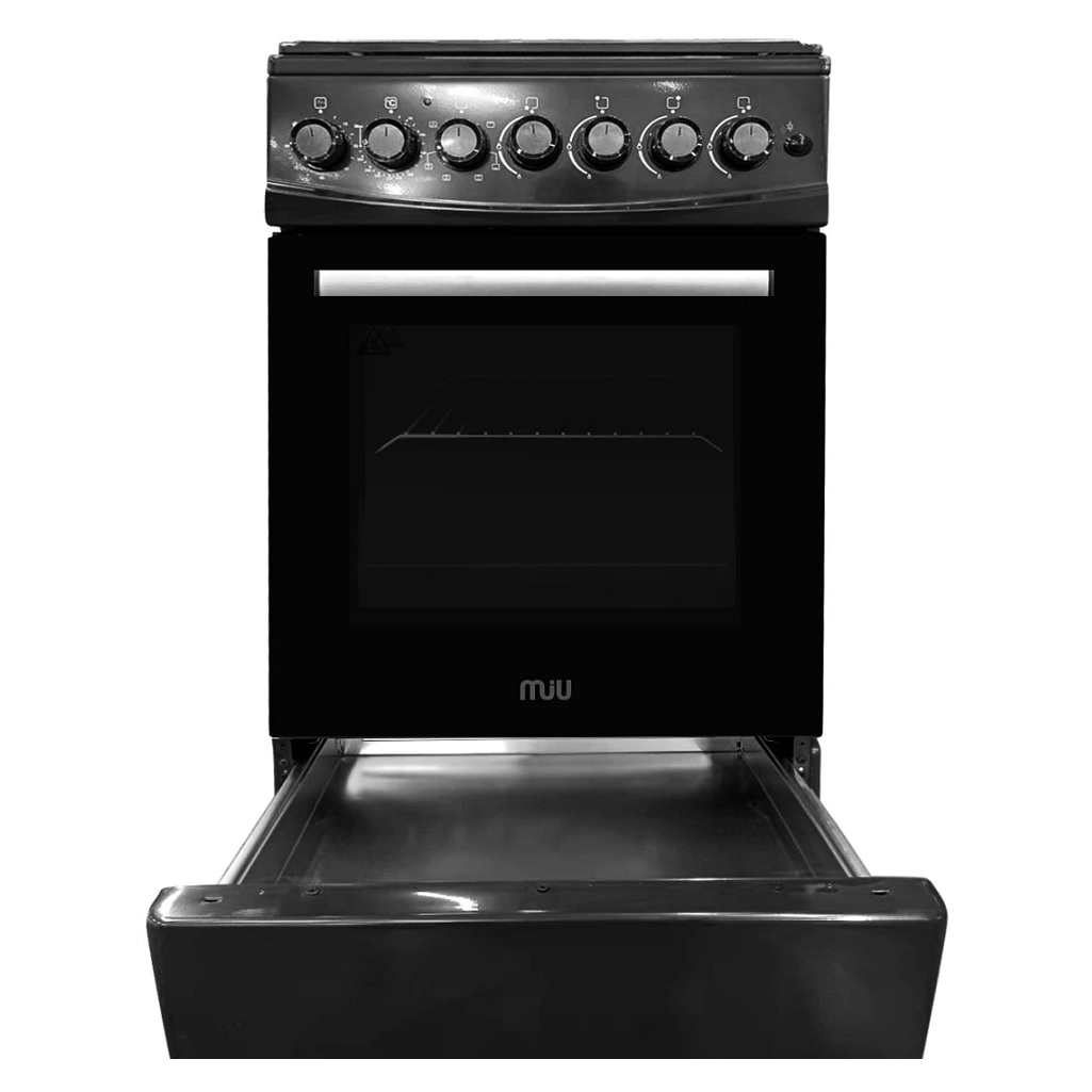 Плита комбинированная MIU Harisma 516S , цвет черный, объем электродуховки 52.8 л, откидная дверца