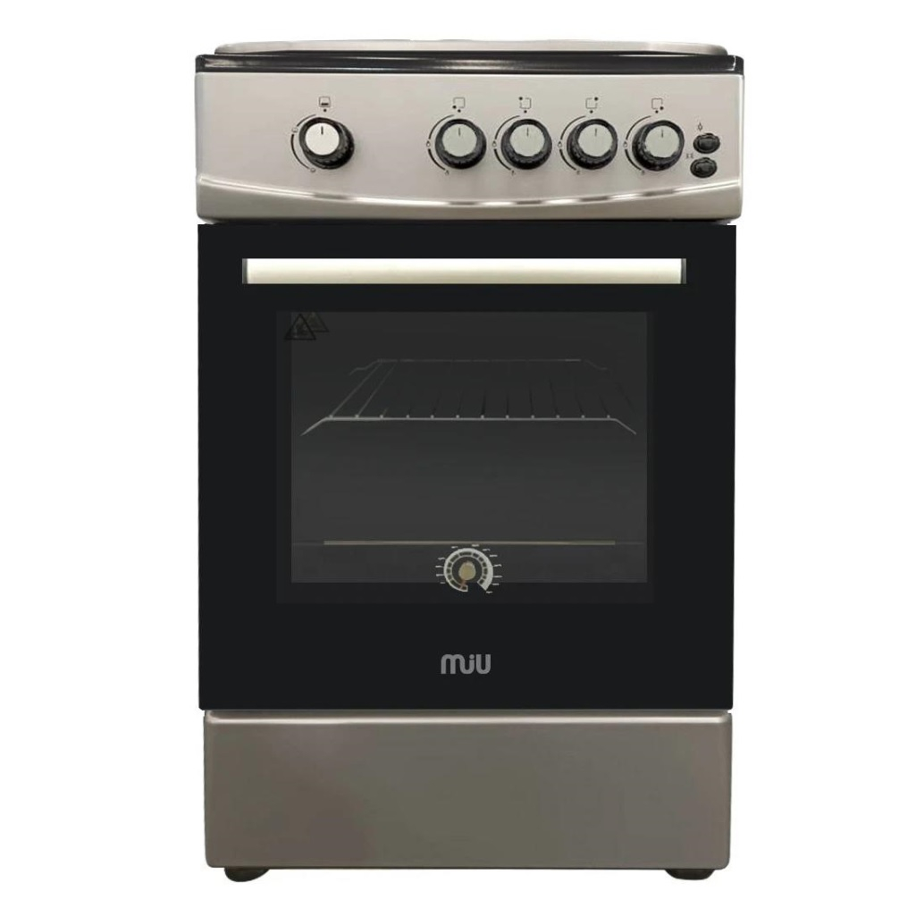 Плита комбинированная MIU UNO 51S, цвет серый, объем электродуховки 52.8 л, откидная дверца