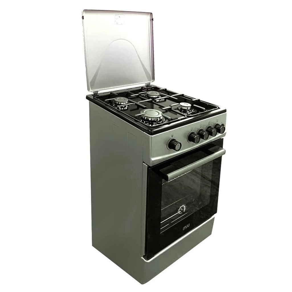 Плита комбинированная MIU UNO 51S, цвет серый, объем электродуховки 52.8 л, откидная дверца