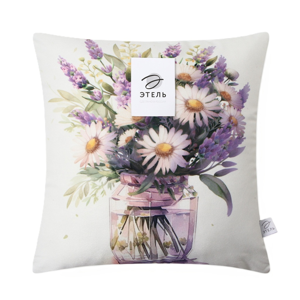 Подушка декоративная Этель Майский букет 10781888, велюр, синтепон, 40х40 см