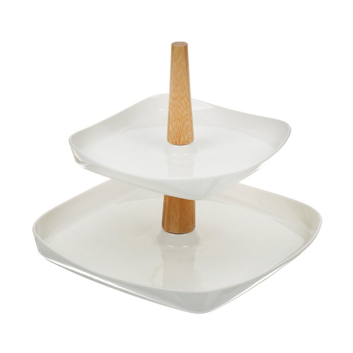 Ваза для фруктов 2 яруса, керамика 26.5х3 см, 19.5х3 см Y4-6272