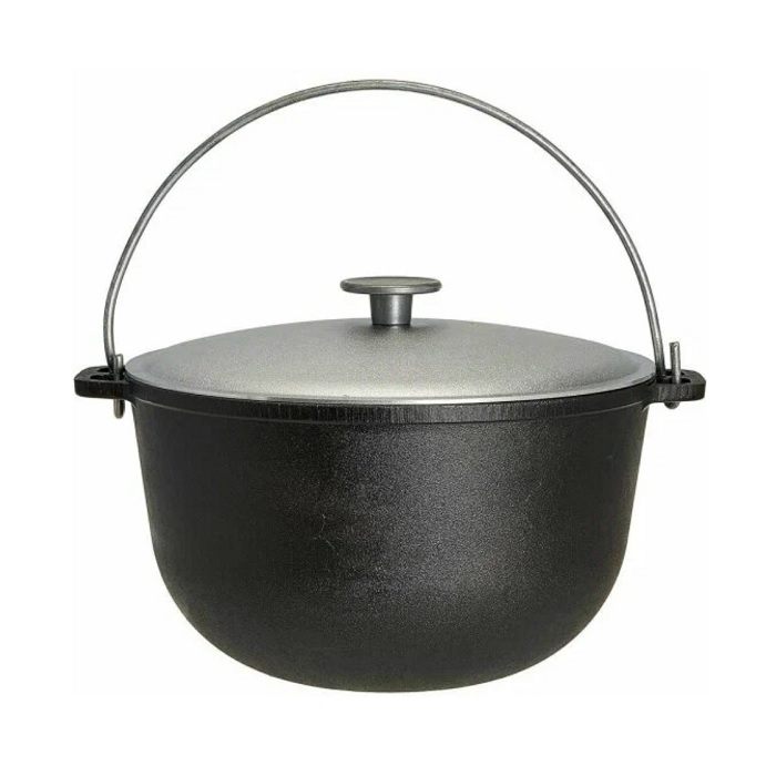Казан чугунный Гардарика походный с алюминиевой крышкой и дужкой d-26 см, 6 л