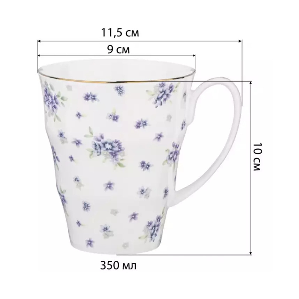 Кружка Lefard Sonnet In Blue 760-767, фарфор, белый, объем 350 мл