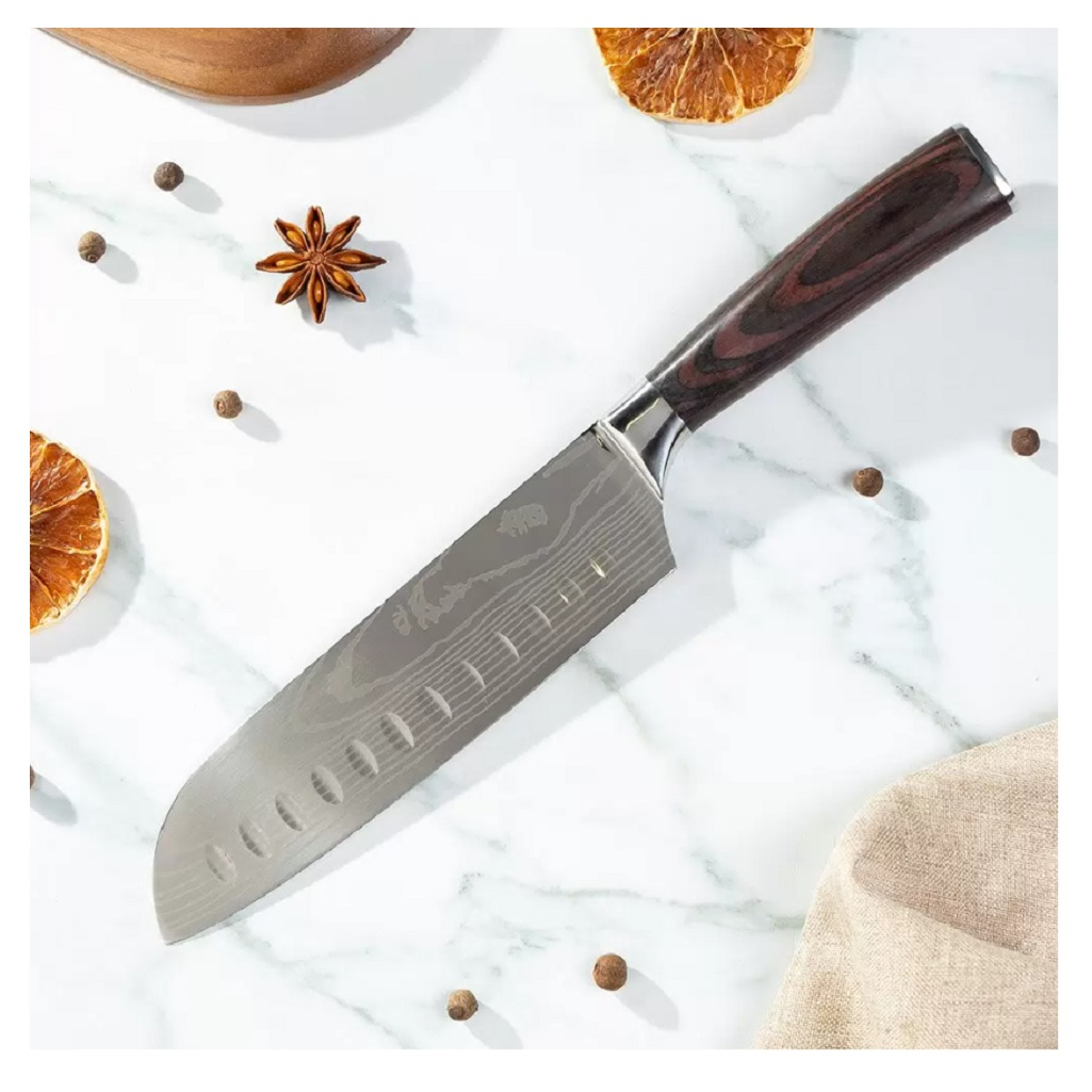 Нож кухонный Daniks Classic G10 Y4-8913, сантоку, нержавеющая сталь, 18 см