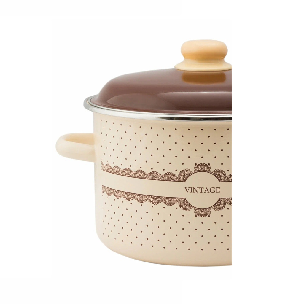Набор эмалированных кастрюль Стальэмаль №19 Vintage, бежевый, 2 л, 3 л, 5.5 л