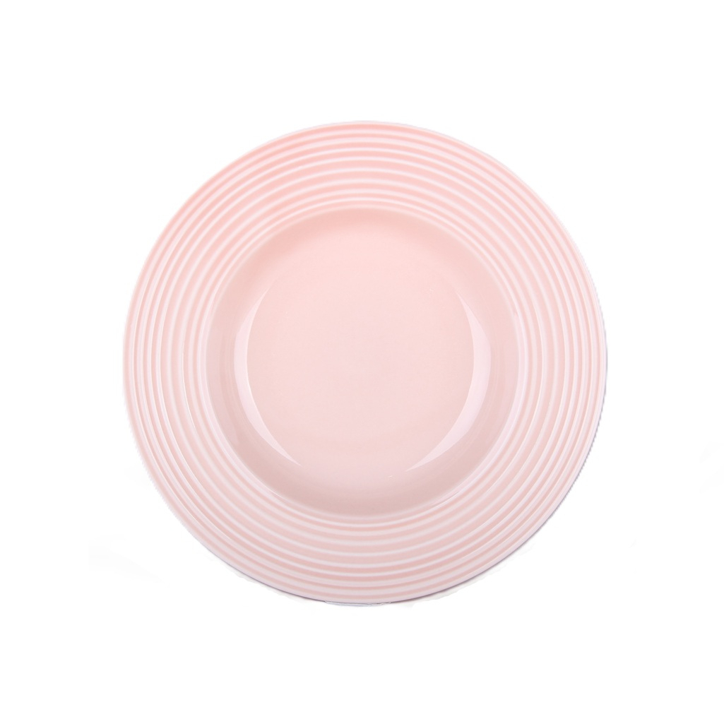 Тарелка обеденная Коралл Beige 7924, круглая, фарфор, розовая, 20 см