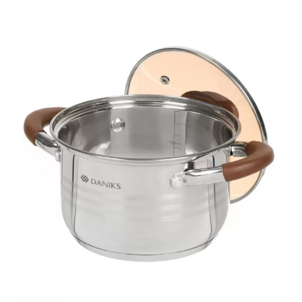 Кастрюля Daniks GS-01415-16СА Веллингтон, нержавеющая сталь, индукция, объем 2 л