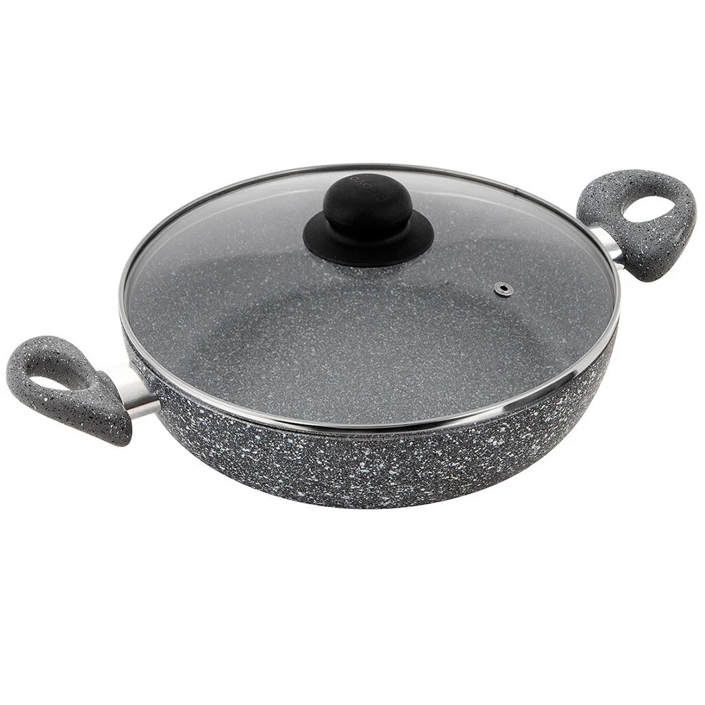 Жаровня Scovo Stone Pan ST-042, алюминий, антипригарное покрытие, со стеклянной крышкой, 28 см