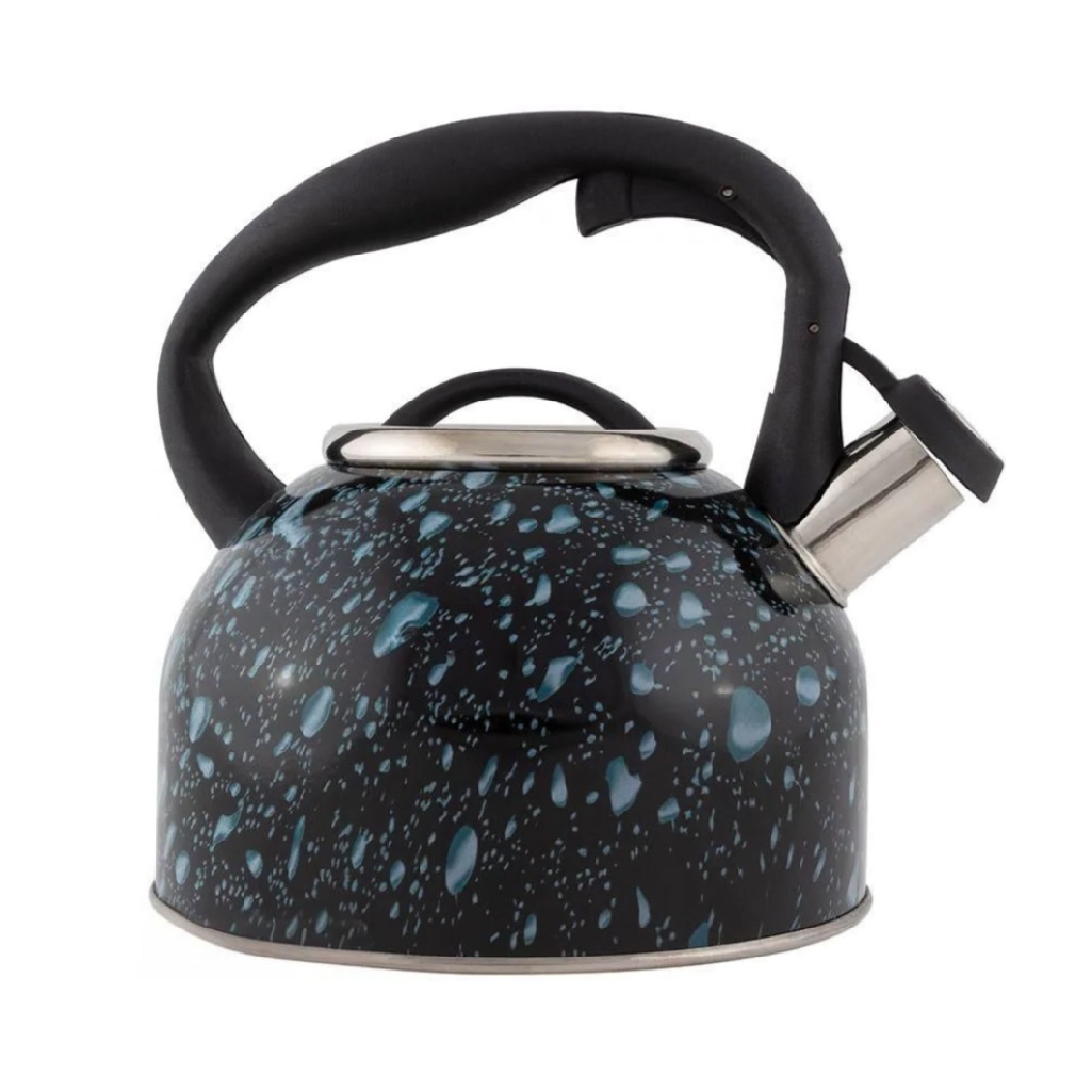 Чайник со свистком Mallony Lacrima 003979, нержавеющая сталь, черный, 2.5 л