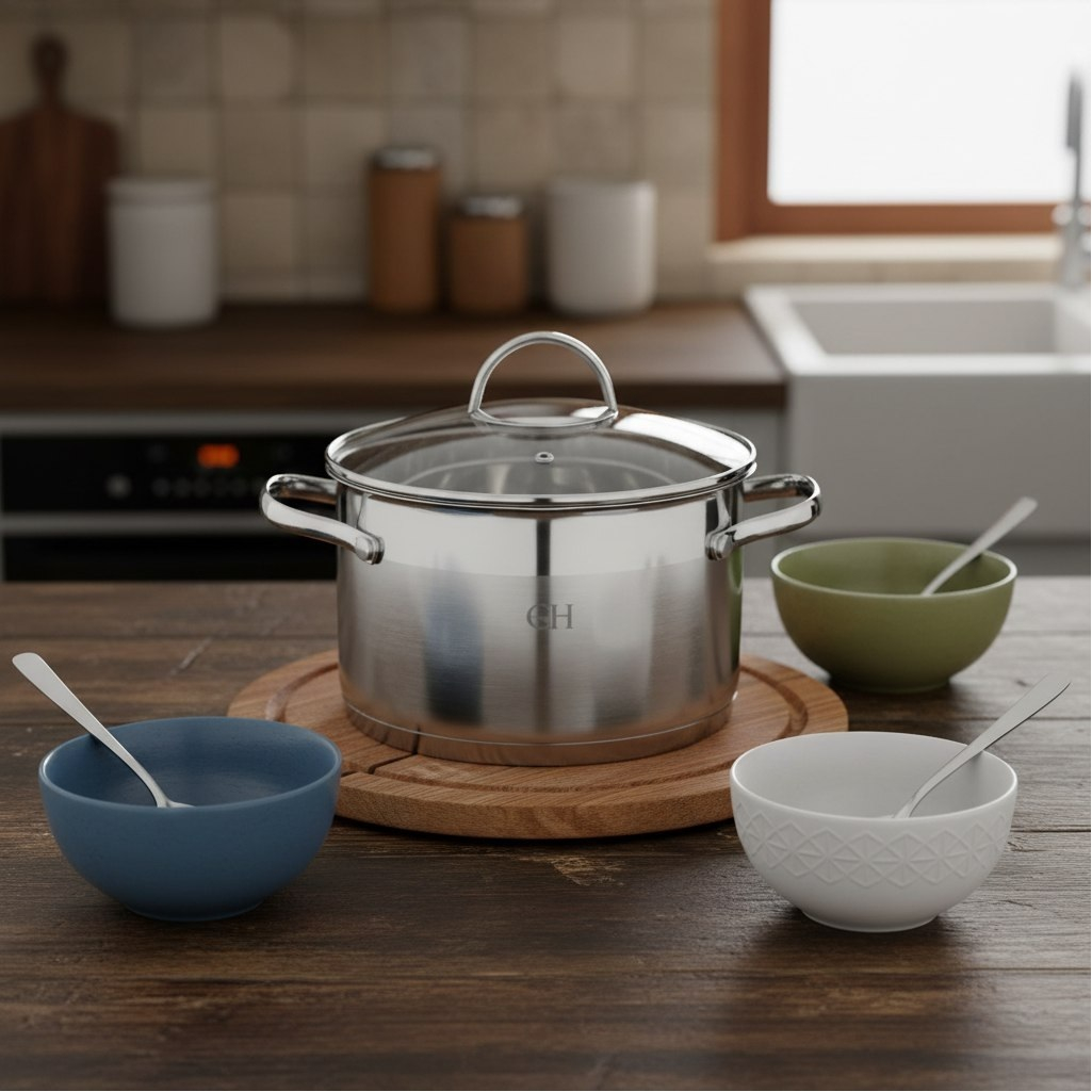 Кастрюля Gold House Ringo GH-1827, нержавеющей стал, стеклянная крышка, 95х160 мм, 2.1 л