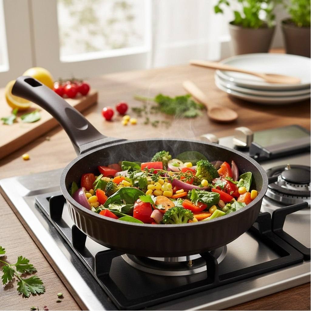 Сковорода Kukmara Stella ссм220а, 220 мм, антипригарное покрытие, мокко, без крышки