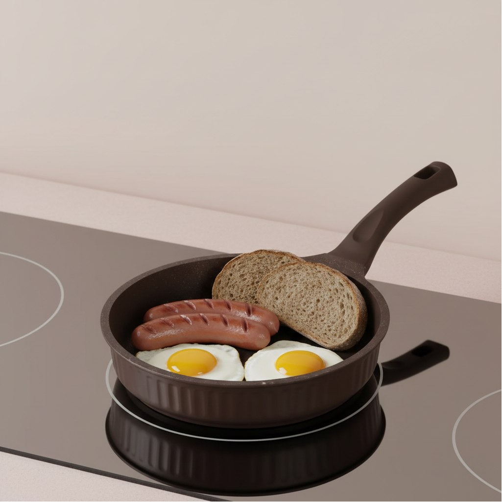 Сковорода Kukmara Stella, 260 мм, антипригарное покрытие, мокко, без крышки