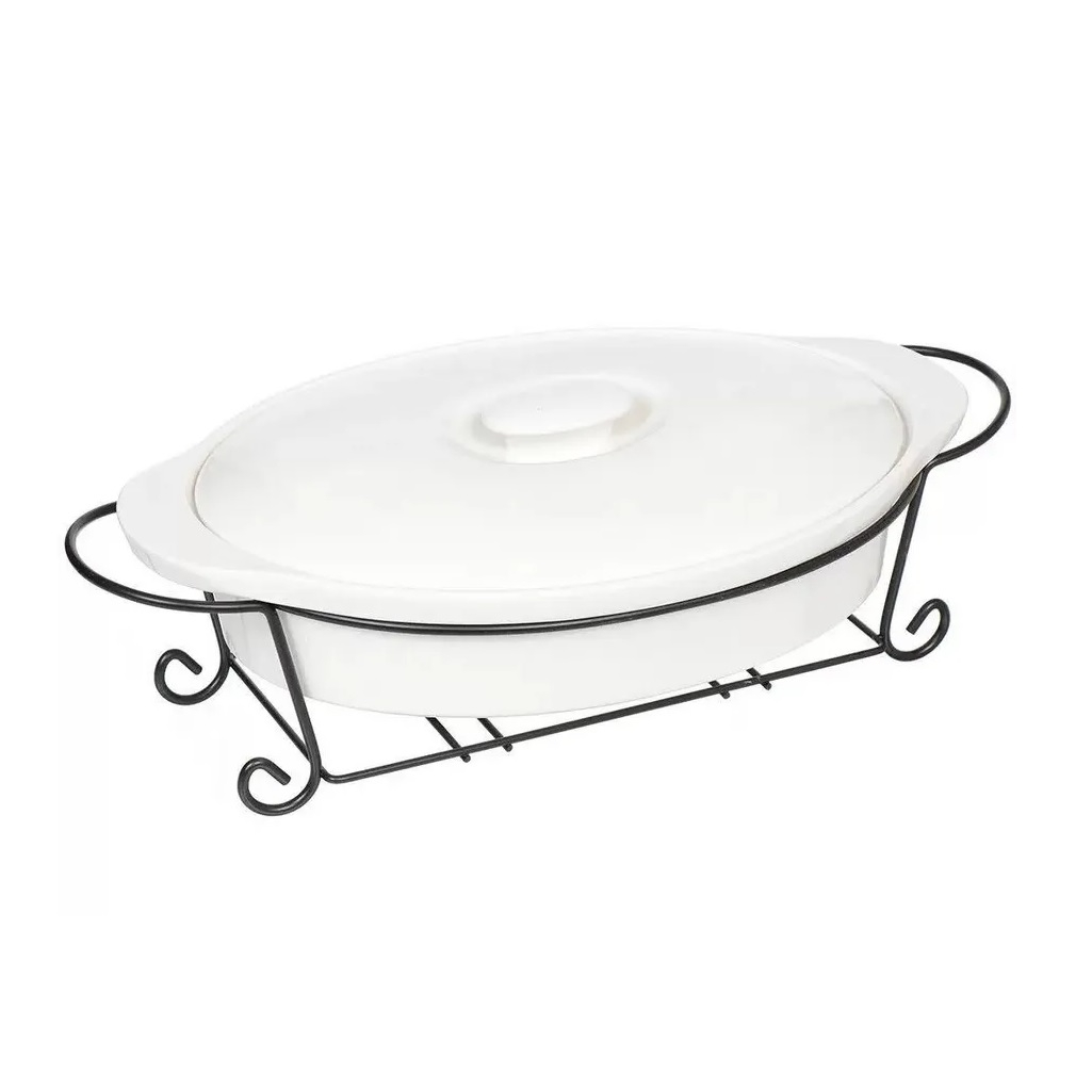 Мармит Daniks Классика Y4-2752, керамика, овальный, белый, 3.8 л, 16.8х27.8х48 см