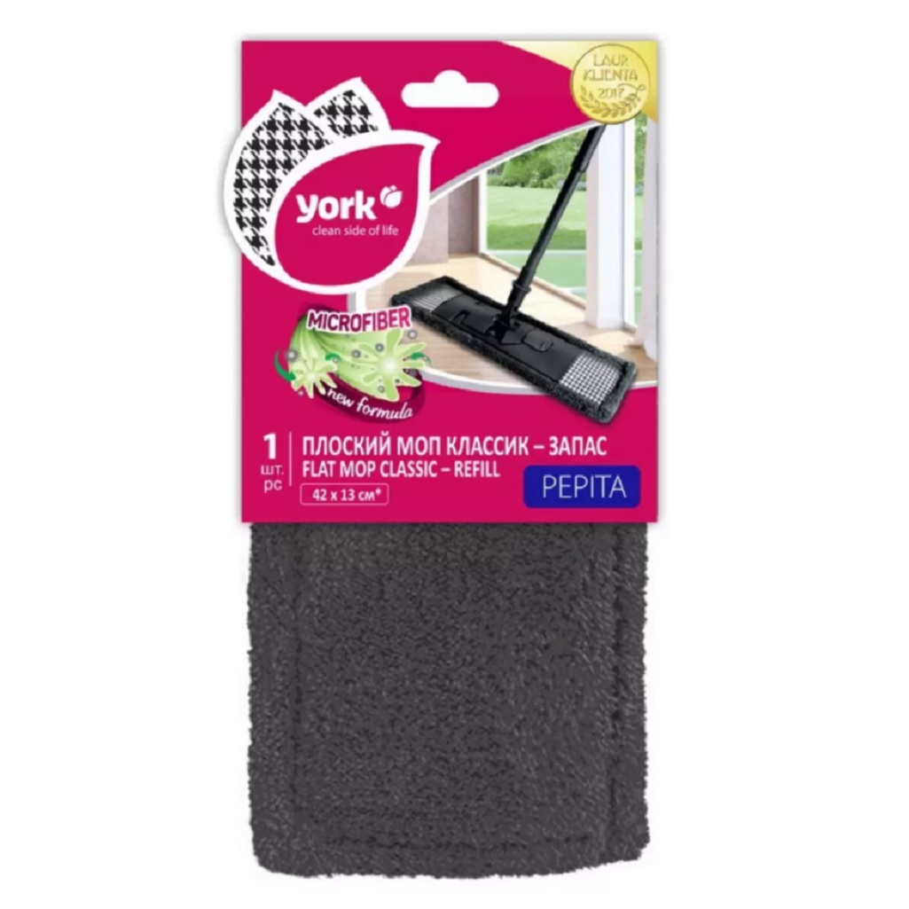 Насадка для швабры York Пепита 216099, сменная, черная, 13х42 см