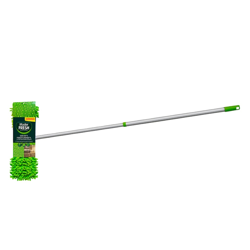 Швабра для пола Master Fresh С0007873, телескопическая ручка, микрофибра, длинный ворс, зеленый