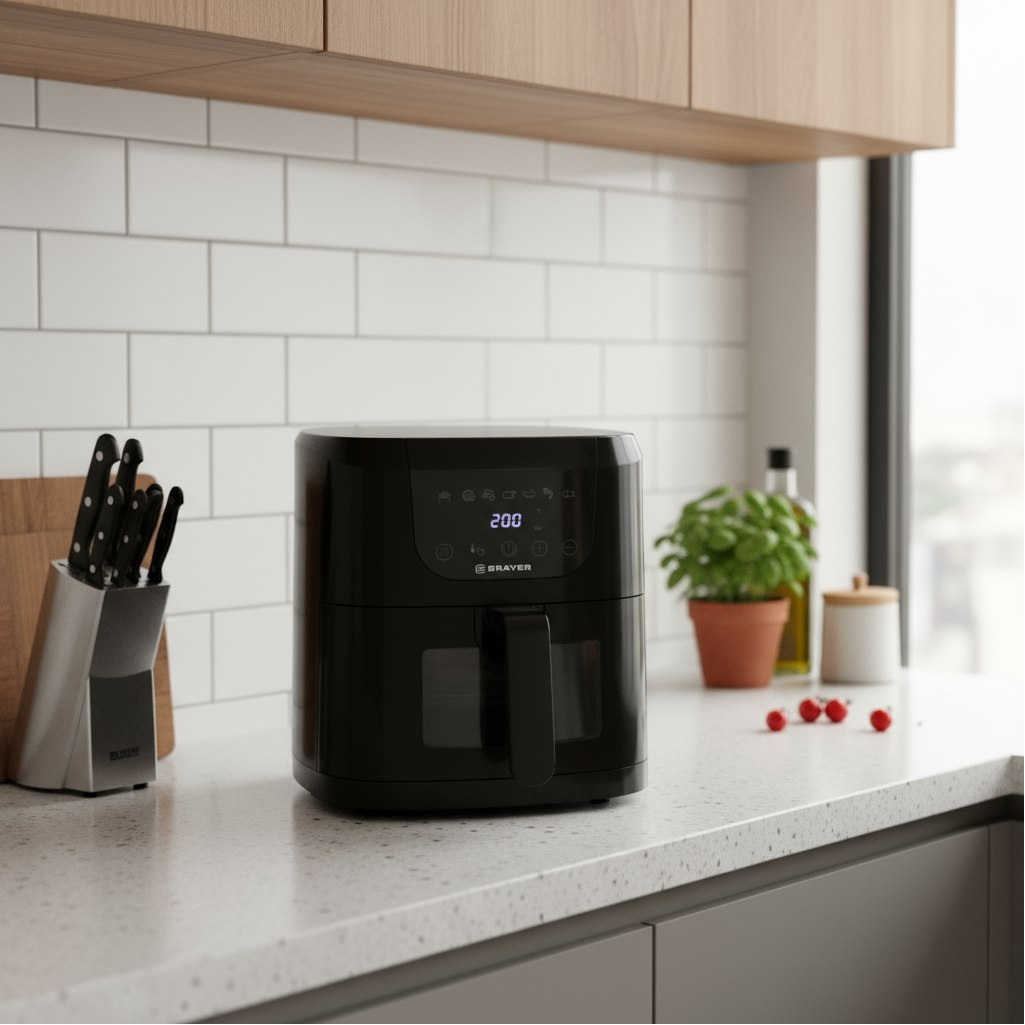 Аэрогриль Brayer BR2045, съемная решетка, таймер, LCD-дисплей, 7 программ, 5 л, 1500 Вт