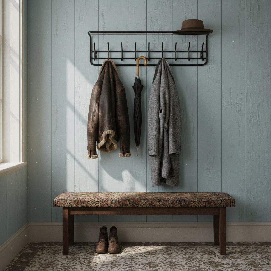 Вешалка настенная с полкой Зми 100, ВСП 169, 8 крючков, черная 220х265х975 мм