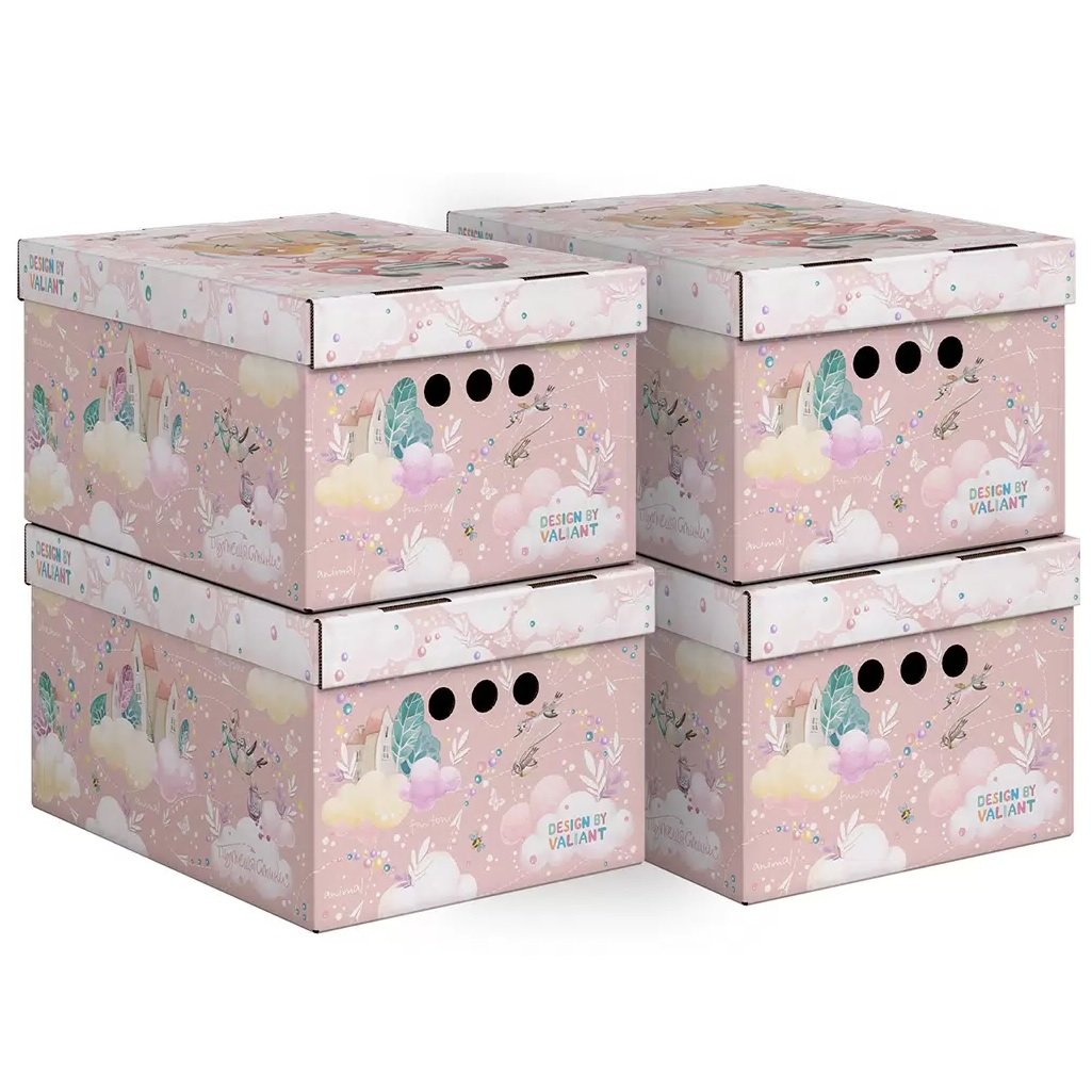 Коробка для хранения Valiant Путешастики KCTN-TRP-4S, складная, 185х250x330 мм, с крышкой, картон 