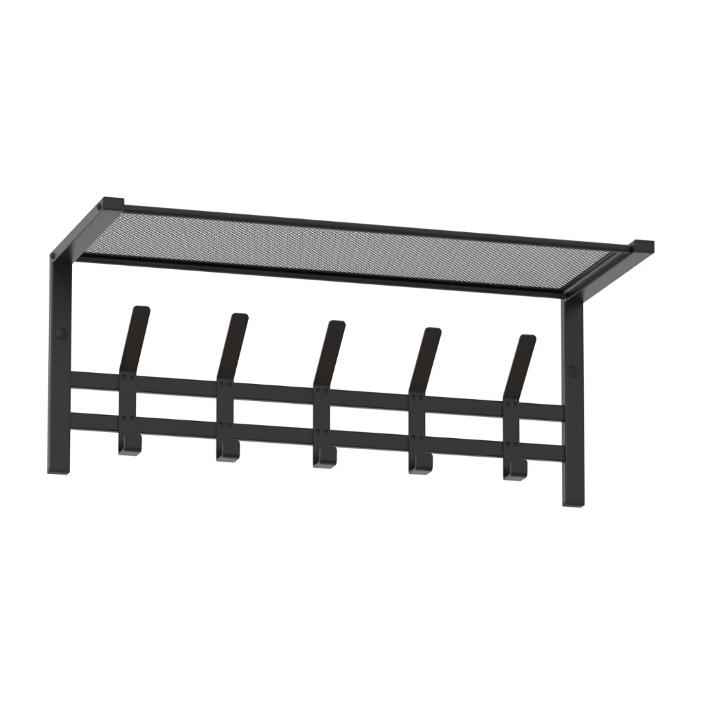 Вешалка настенная с полкой ЗМИ Торонто 21, ВСПТ21 Ч, 5 крючков, цвет чёрный, 270х270х670 мм