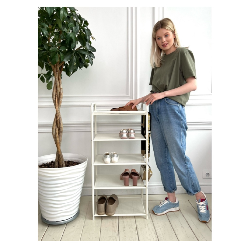Подставка для обуви ЗМИ Верона 25 ПДОВ25 Б, 5 полок, белая, 30х65х95 см