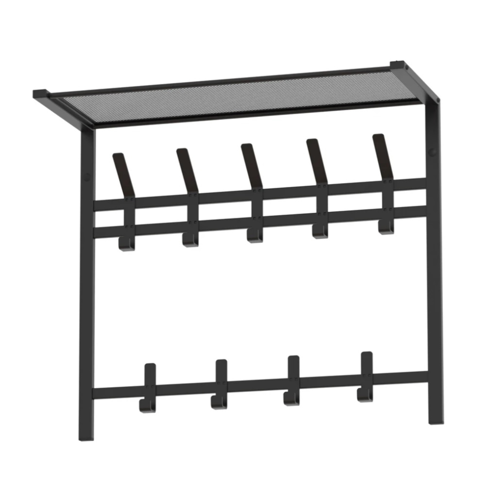 Вешалка настенная ЗМИ Торонто ВСПТ22 с полкой, 9 крючков, графит, 27х58.5х67 см