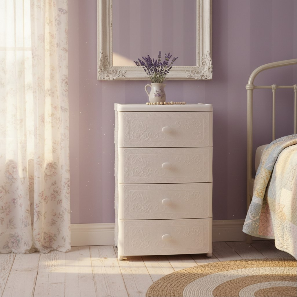 Комод четырехсекционный Альтернатива Флоран М6838, слоновая кость, 42.5х56х90.5 см