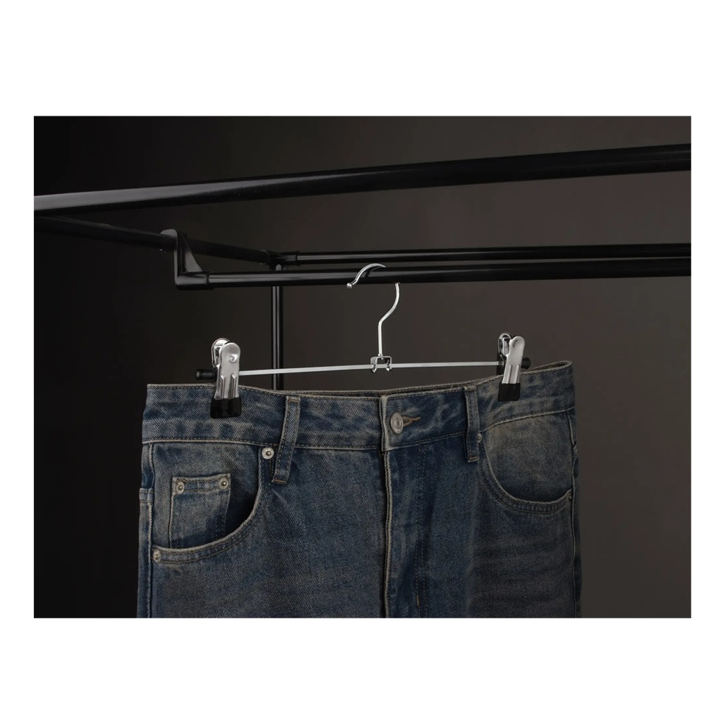 Вешалка для брюк и юбок Рыжий кот с зажимами, металл, серебристая, 29 см