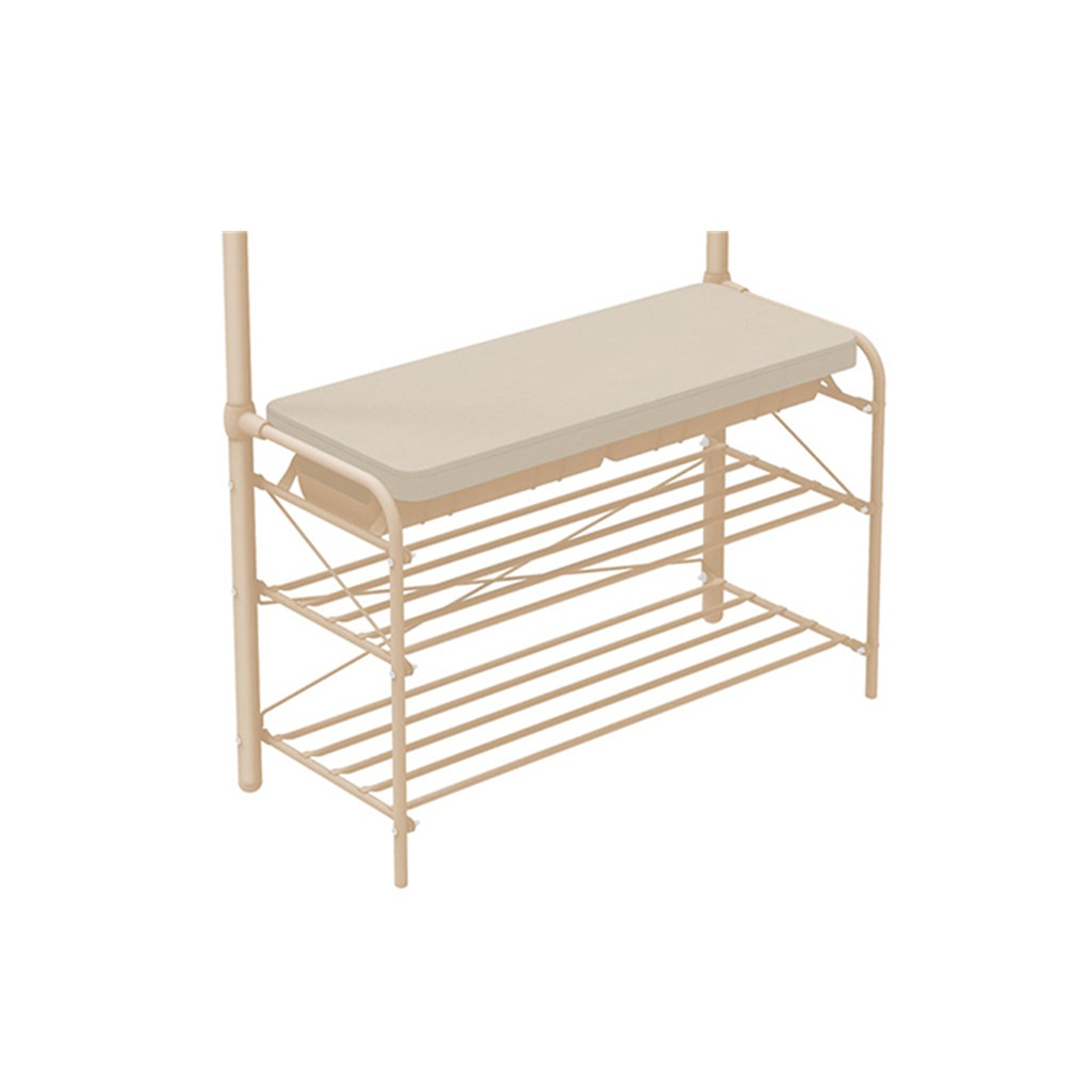 Вешалка напольная Ника, 2 полки, мягкое сиденье, слоновая кость, бежевый металлик, 33.5х82.5х175 см