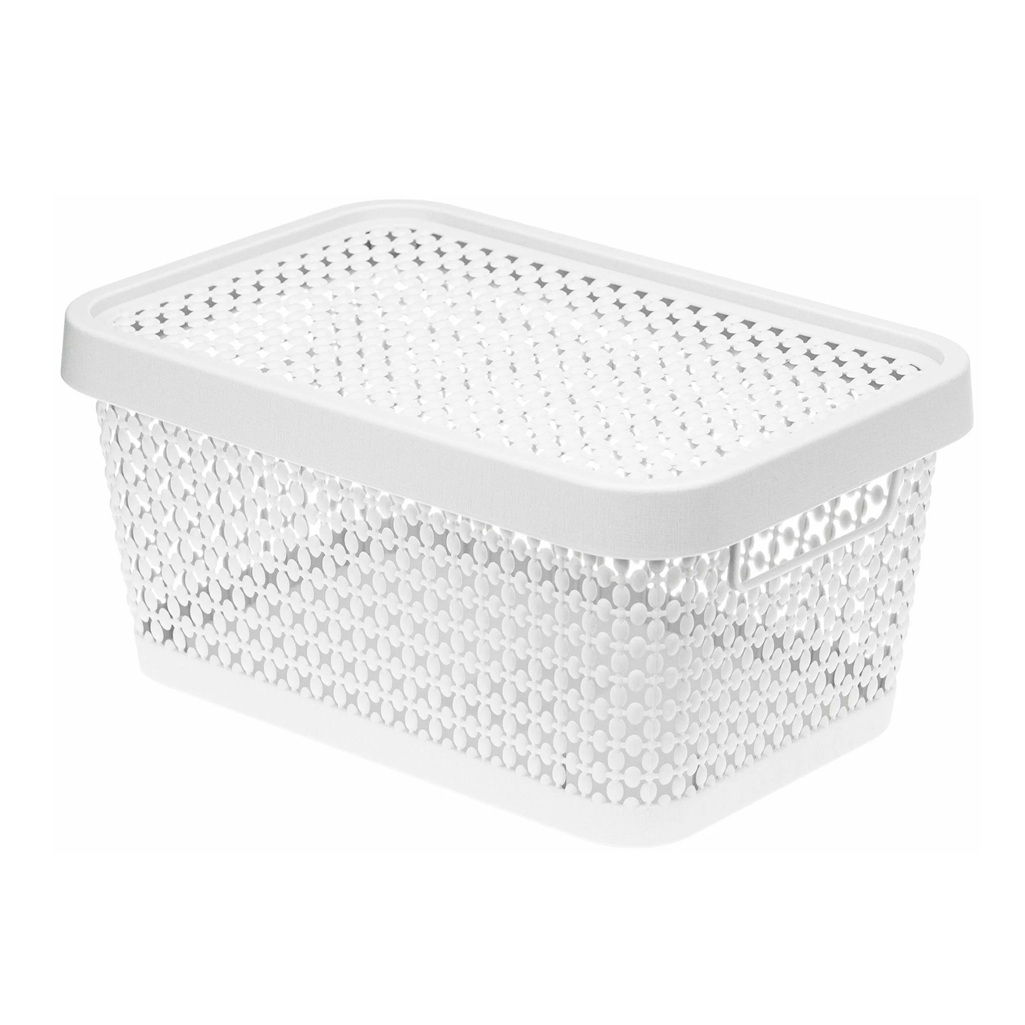 Корзина для хранения Idea Пирула М2348 с крышкой, пластик, белая, 13х18х27 см