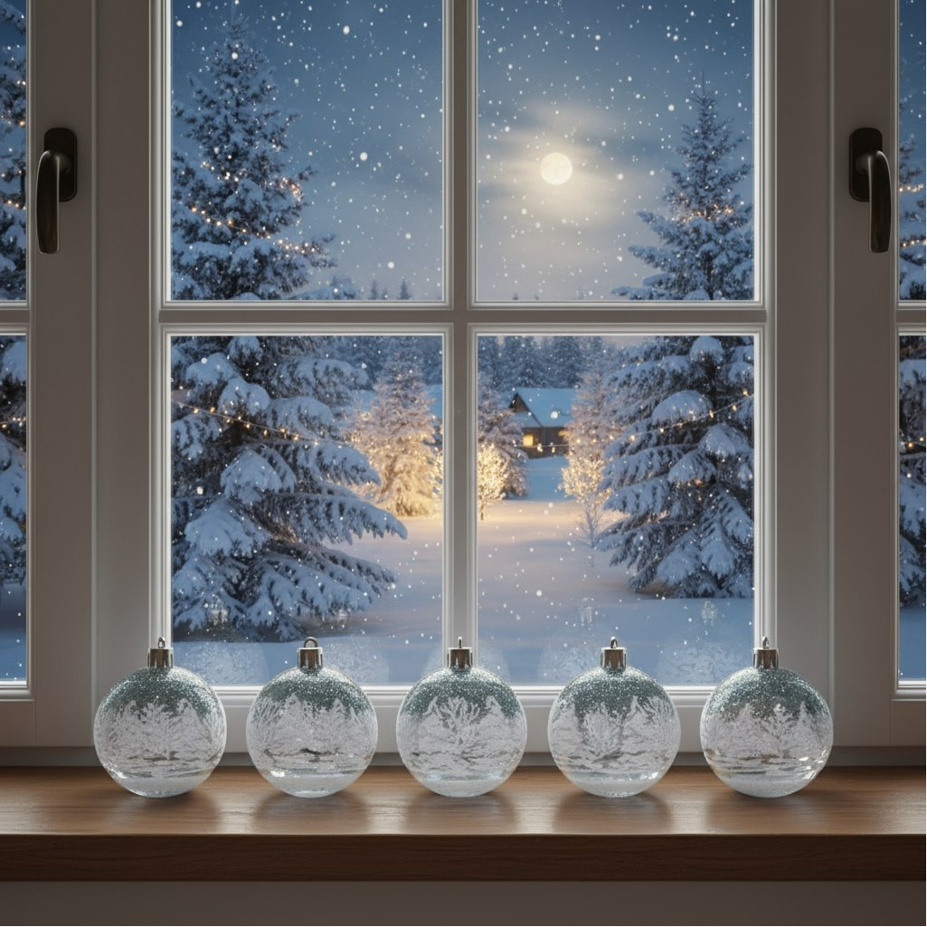 Набор шаров Изморозь, Зимний лес 2131338, пластик, диаметр 6 см, в упаковке 6 штук