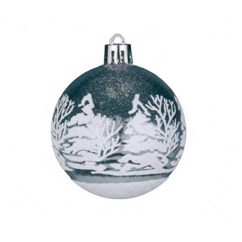 Набор шаров Изморозь, Зимний лес 2131338, пластик, диаметр 6 см, в упаковке 6 штук