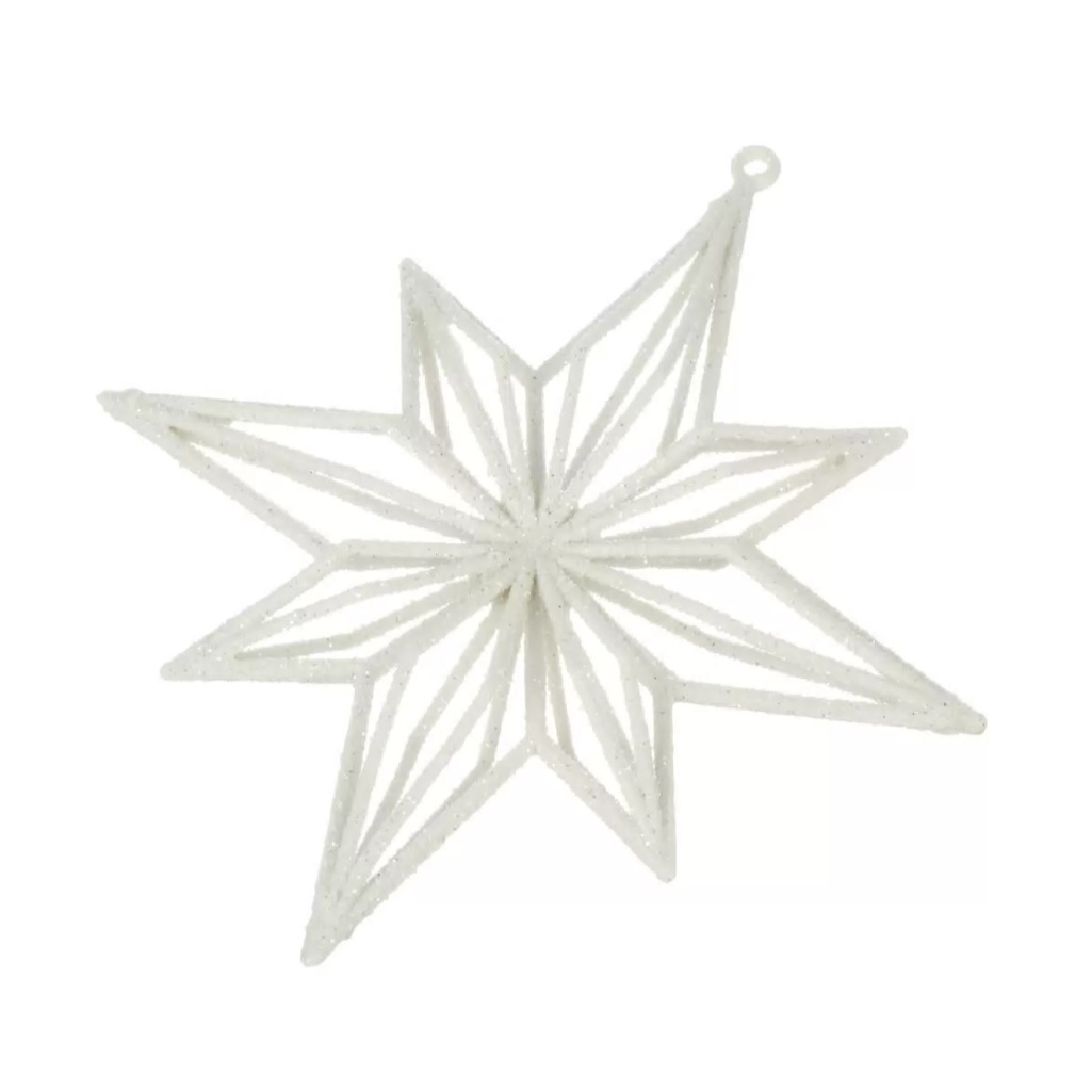 Украшение елочное Y4-8472, Звезда Вифлеемская, для декора интерьера, белое, диаметр 15.5 см