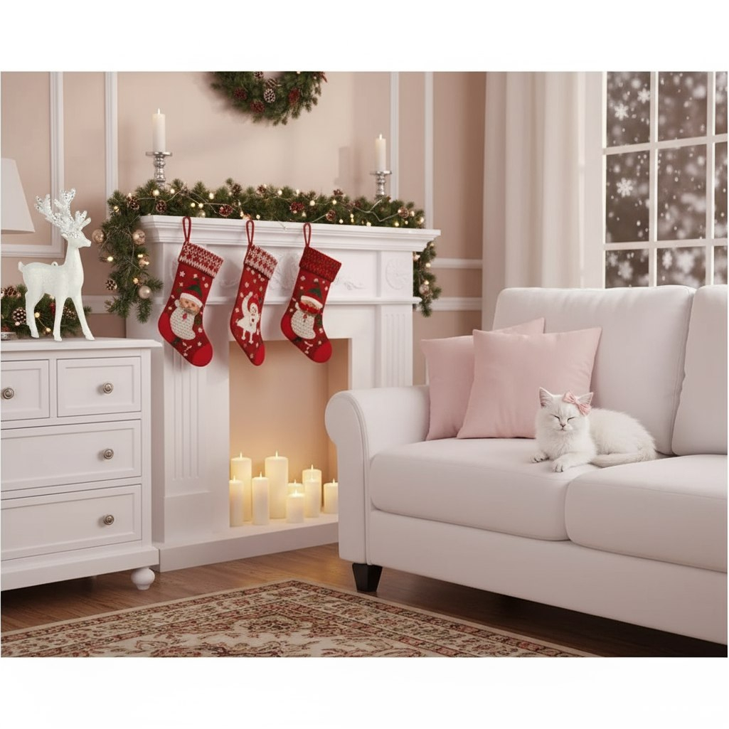 Украшение елочное Y4-9385, Олень, пластик, белый с серебром, диаметр 16 см