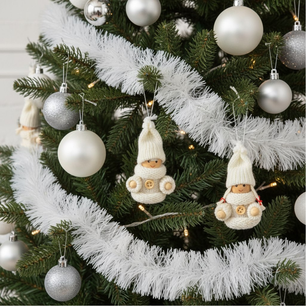 Игрушка елочная Лесная мастерская Счастливый малыш 3584586, дерево и текстиль, белая, 6 см