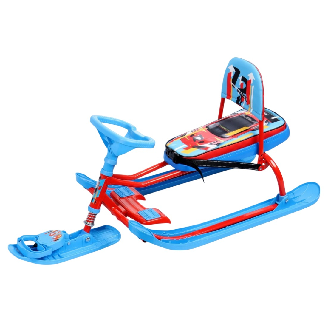 Снегокат Nika Тимка Спорт 4-1 Sportcar, красный каркас, сталь, 450х490х1100 мм